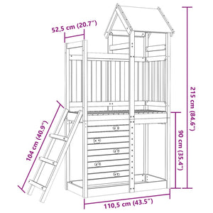 vidaXL Play Tower with Rockwall 110.5x52.5x215cm Solid Wood Douglas Fir