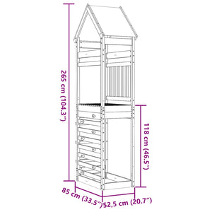 vidaXL Play Tower with Rockwall 85x52.5x265 cm Solid Wood Pine