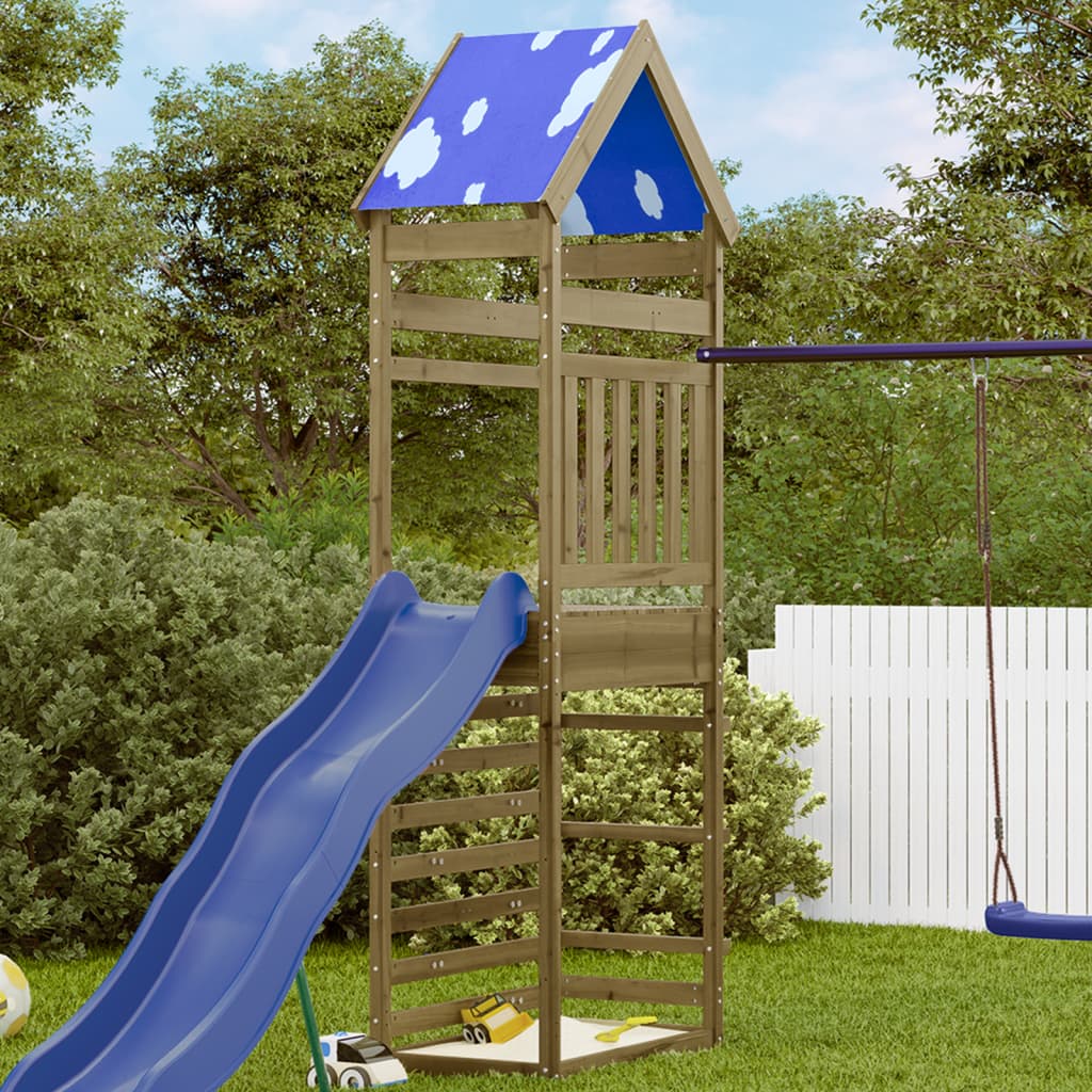 vidaXL Play Tower with Rockwall 85x52.5x265 cm Impregnated Wood Pine