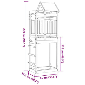 vidaXL Play Tower 85x52.5x239 cm Solid Wood Pine