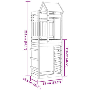 vidaXL Play Tower with Rockwall 85x52.5x239 cm Solid Wood Douglas Fir