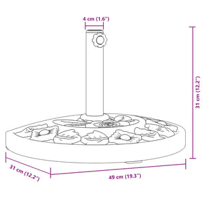 vidaXL Parasol Base for Ø38 / 48 mm Poles 9 kg Half Round