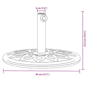 vidaXL Parasol Base for Ø38 / 48 mm Poles 12 kg Round