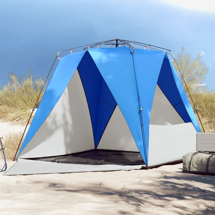 vidaXL Beach Tent 4-Person Azure Blue Quick Release Waterproof