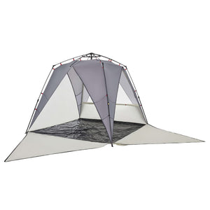 vidaXL Beach Tent 4-Person Grey Quick Release Waterproof