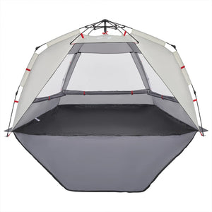 vidaXL Beach Tent 3-Person Grey Quick Release Waterproof