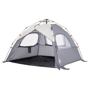 vidaXL Beach Tent 3-Person Grey Quick Release Waterproof