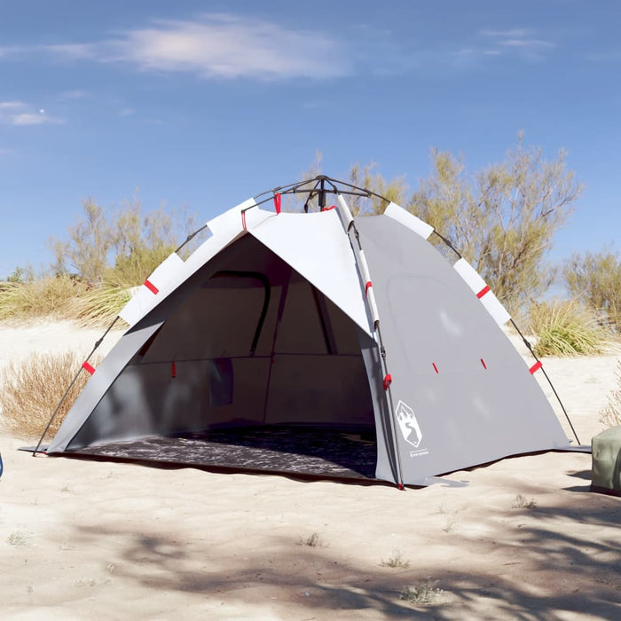 vidaXL Beach Tent 3-Person Grey Quick Release Waterproof