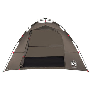 vidaXL Fishing Tent 4-Person Brown Quick Release