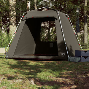 vidaXL Fishing Tent 4-Person Brown Quick Release