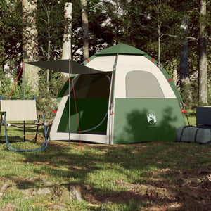 vidaXL Camping Tent Cabin 4-Person Green Quick Release