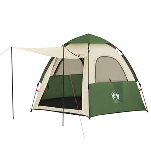 vidaXL Camping Tent Cabin 4-Person Green Quick Release