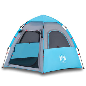 vidaXL Camping Tent Cabin 4-Person Blue Quick Release