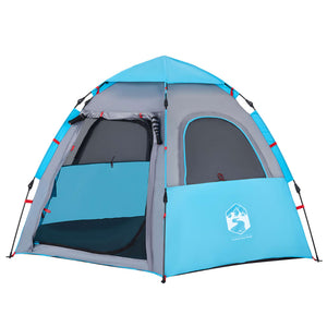 vidaXL Camping Tent Cabin 4-Person Blue Quick Release