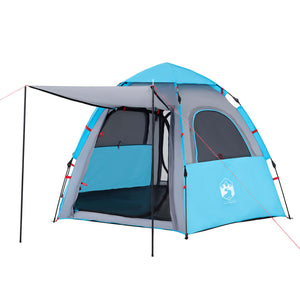 vidaXL Camping Tent Cabin 4-Person Blue Quick Release