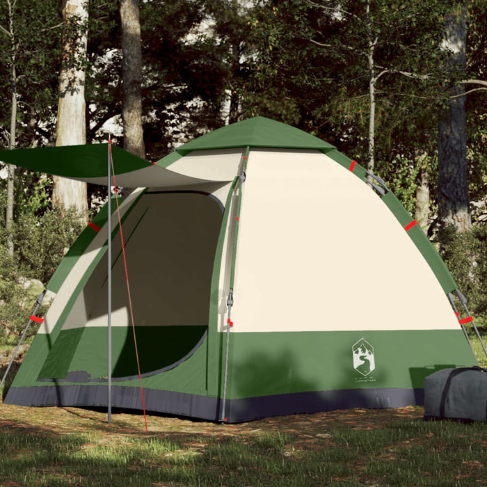 vidaXL Camping Tent Cabin 4-Person Green Quick Release