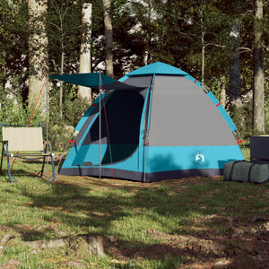 vidaXL Camping Tent Cabin 4-Person Blue Quick Release