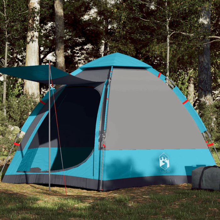 vidaXL Camping Tent Cabin 4-Person Blue Quick Release