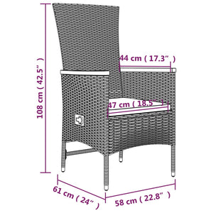 vidaXL 11 Piece Garden Dining Set with Cushions Grey Poly Rattan