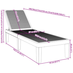 vidaXL 4-Way Height Adjustable Sun Lounger 155.5x57x28 cm Polypropylene