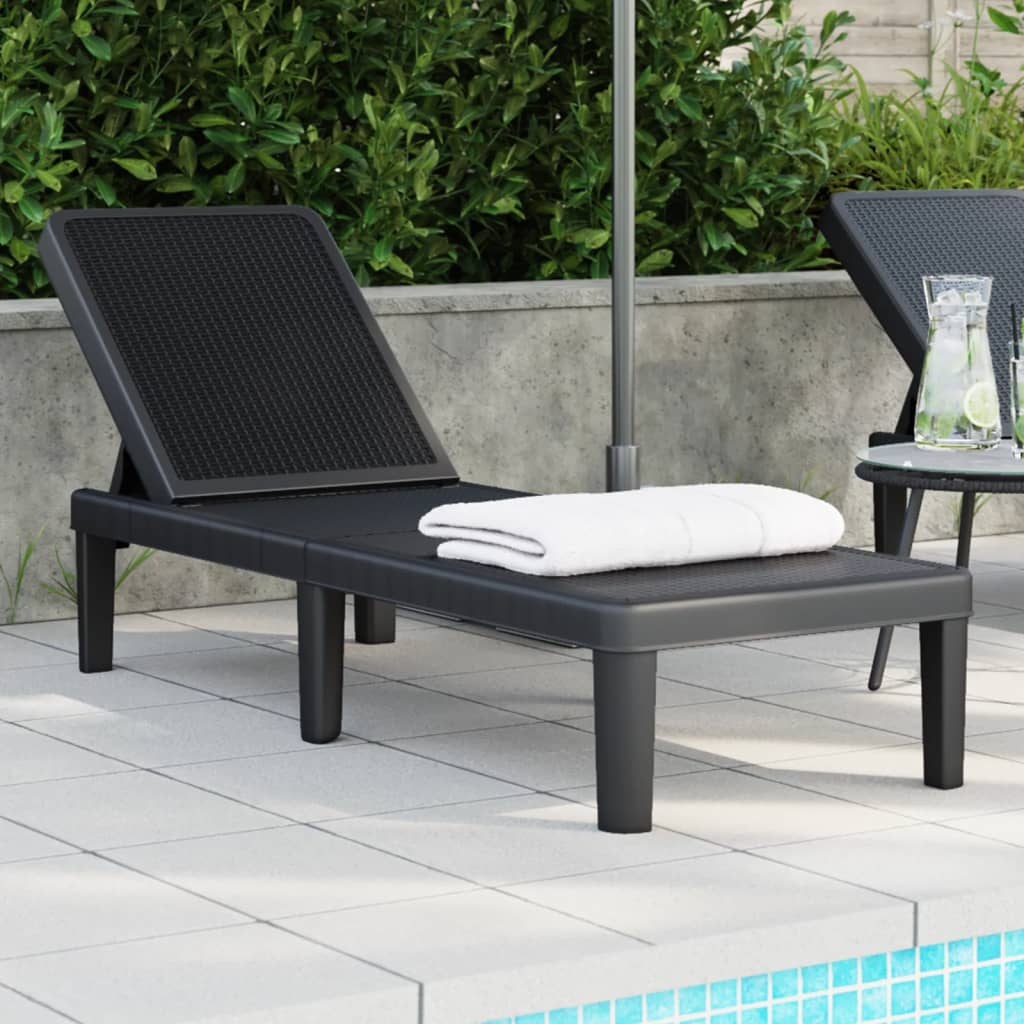 vidaXL 4-Way Height Adjustable Sun Lounger 155.5x57x28 cm Polypropylene