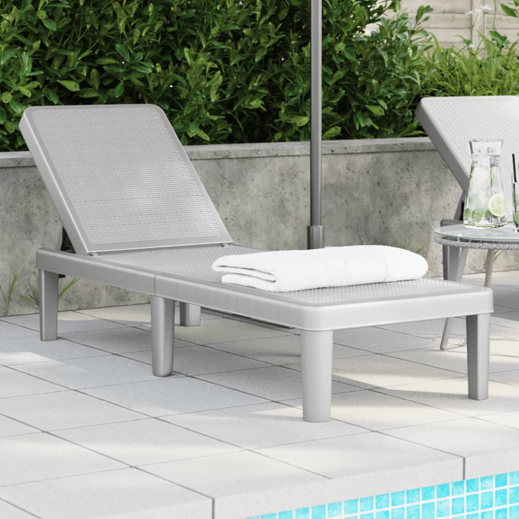 vidaXL 4-Way Height Adjustable Sun Lounger 155.5x57x28 cm Polypropylene