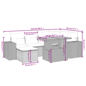 vidaXL 7 Piece Garden Sofa Set with Cushions Grey Poly Rattan