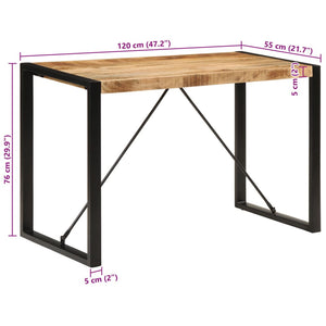 vidaXL Dining Table 120x55x76 cm Solid Rough Wood Mango