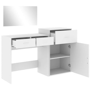 vidaXL 3 Piece Dressing Table Set White Engineered Wood