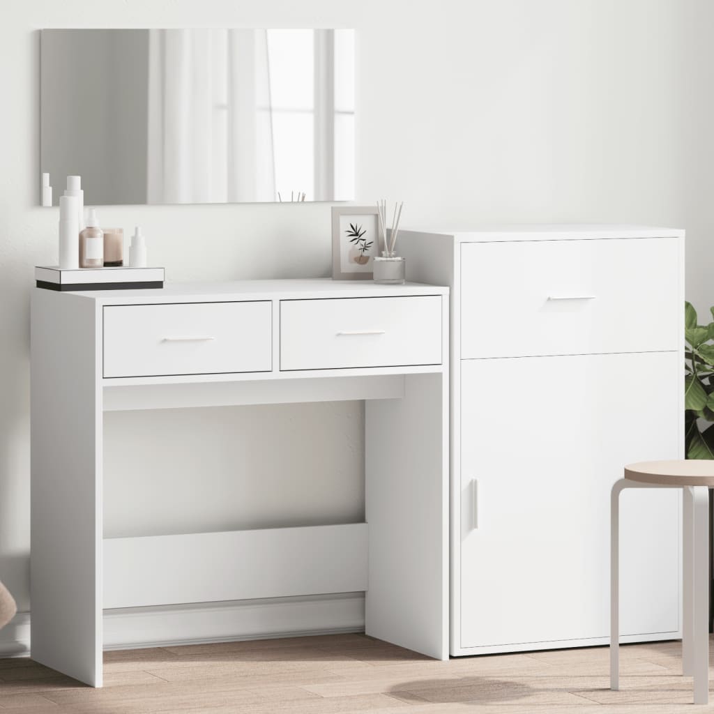 vidaXL 3 Piece Dressing Table Set White Engineered Wood