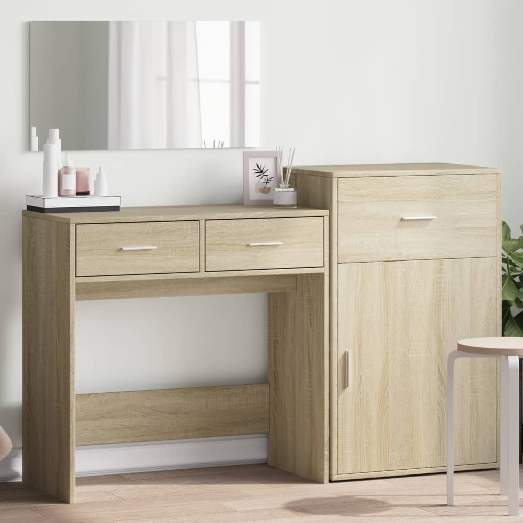 vidaXL 3 Piece Dressing Table Set Sonoma Oak Engineered Wood