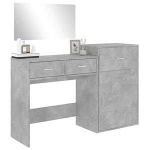 vidaXL 3 Piece Dressing Table Set Concrete Grey Engineered Wood