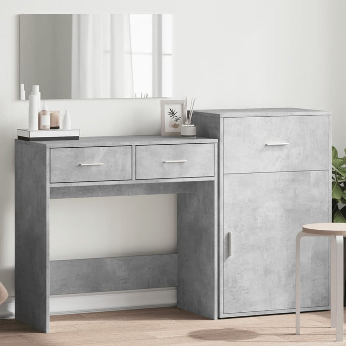 vidaXL 3 Piece Dressing Table Set Concrete Grey Engineered Wood