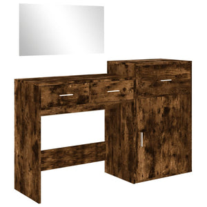 vidaXL 3 Piece Dressing Table Set Smoked Oak Engineered Wood