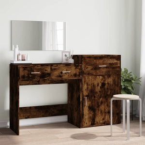 vidaXL 3 Piece Dressing Table Set Smoked Oak Engineered Wood