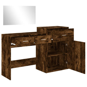 vidaXL 3 Piece Dressing Table Set Smoked Oak Engineered Wood