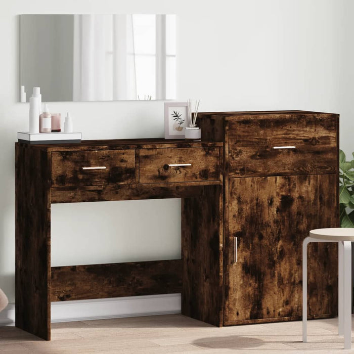 vidaXL 3 Piece Dressing Table Set Smoked Oak Engineered Wood