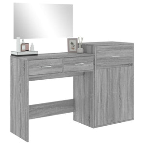 vidaXL 3 Piece Dressing Table Set Grey Sonoma Engineered Wood