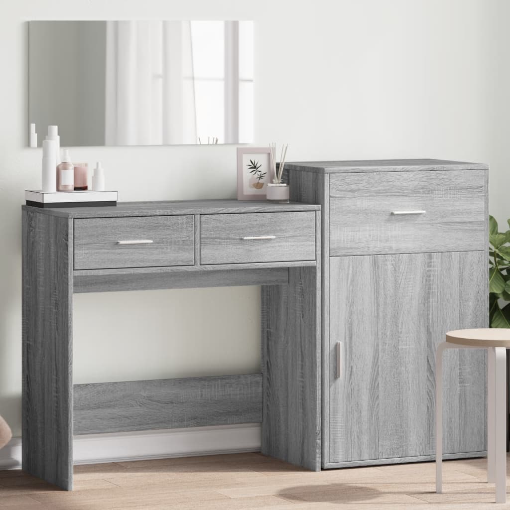 vidaXL 3 Piece Dressing Table Set Grey Sonoma Engineered Wood