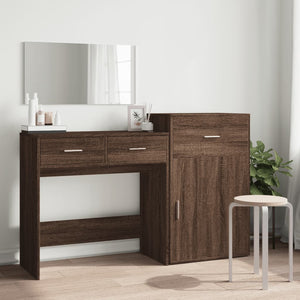 vidaXL 3 Piece Dressing Table Set Brown Oak Engineered Wood