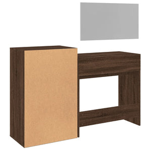 vidaXL 3 Piece Dressing Table Set Brown Oak Engineered Wood