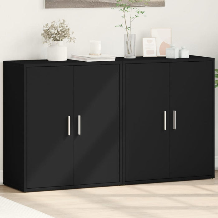 vidaXL Sideboards 2 pcs Black 60x31x70 cm Engineered Wood