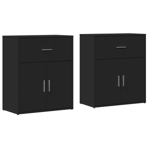 vidaXL Sideboards 2 pcs Black 60x31x70 cm Engineered Wood