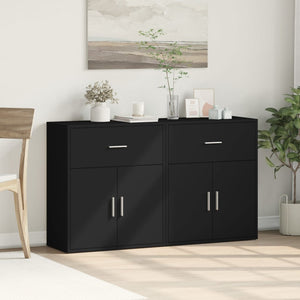 vidaXL Sideboards 2 pcs Black 60x31x70 cm Engineered Wood