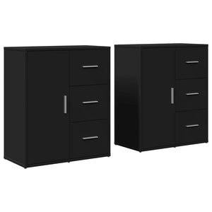 vidaXL Sideboards 2 pcs Black 60x31x70 cm Engineered Wood