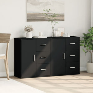 vidaXL Sideboards 2 pcs Black 60x31x70 cm Engineered Wood