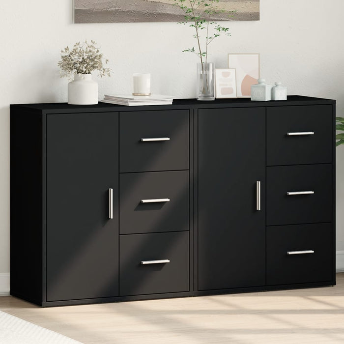 vidaXL Sideboards 2 pcs Black 60x31x70 cm Engineered Wood