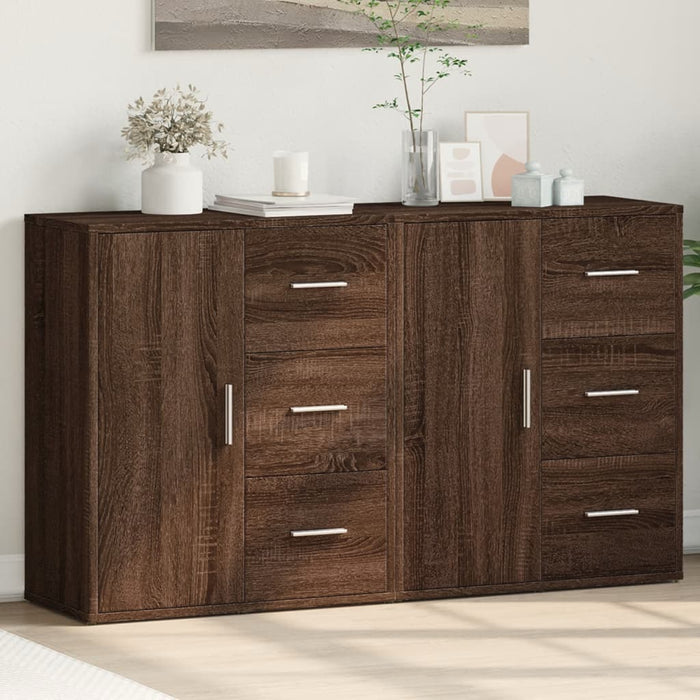 vidaXL Sideboards 2 pcs Brown Oak 60x31x70 cm Engineered Wood