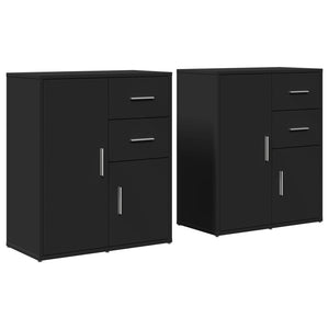 vidaXL Sideboards 2 pcs Black 60x31x70 cm Engineered Wood