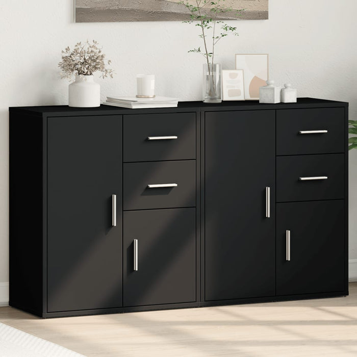 vidaXL Sideboards 2 pcs Black 60x31x70 cm Engineered Wood